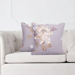 SWAYAM Set of 2 Printed 160 TC Pure Cotton Brown,White Ethnic Motif Cushion Cover image 1