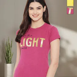 Tromko Women Pack of 3 Typography Printed Round Neck Cotton T-shirts-picture-26