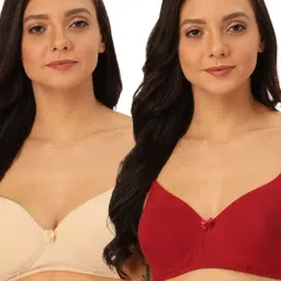 Lady Lyka Multicolor Non Wired Padded T-Shirt Bra (Pack of 2)-picture-4
