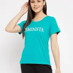 Clovia Green Graphic Print T-Shirt-picture-10