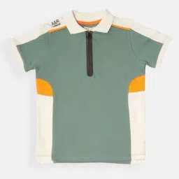 Angel & Rocket Kids Grey & White Cotton Color Block Polo T-Shirt-picture-10