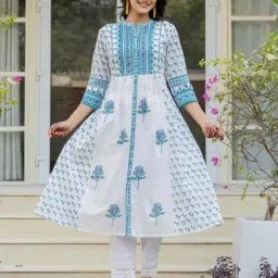 Juniper White Cotton Printed Kurta-picture-36