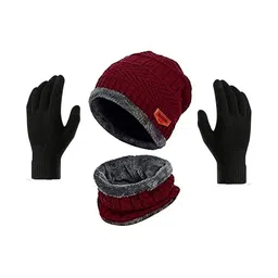 Navkar Crafts Unisex Woollen Beanie Set-image-35