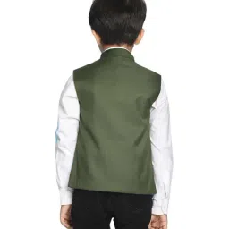 VASTRAMAY Kids Dark Green Nehru Jacket image 2