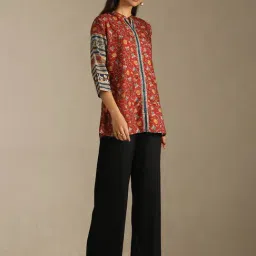 Soch Red Art Silk Floral Print Tunic image 4