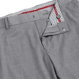 TOMMY HILFIGER Grey Regular Fit Solid Trousers image 5