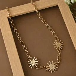 ToniQ Gold Sun Statement Choker Necklace for Women-image-52