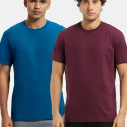 Jockey Athleisure Multi Cotton Regular Fit Solid T-Shirt-image-15