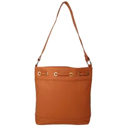 Giordano Interim Brown Cut Work Medium Bucket Shoulder Handbag image 3