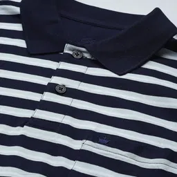 Louis Philippe Striped Polo Collar Pure Cotton T-shirt image 5