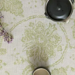 MODERN HOMES Floral Printed Cotton Tablecloth for Dining Table, Patio Table, Picnic Table, Hotel Buffet Table  Table Cover 55x86 inches (Sage Green, 6-8 Seater) image 3