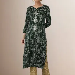 Vaamsi Green Printed Straight Kurta-image-12