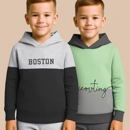 HELLCAT Boys Pack Of 2 Colourblocked Hooded Sweatshirt-picture-56