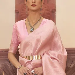 Saree Mall Pink Silk Woven Saree With Unstitched Blouse image 2