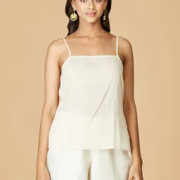 Fabindia Off-White Cotton Printed A Line Kurta image 5