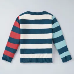 Ed-a-Mamma Kids Multicolored Striped Full Sleeves Sweater image 2