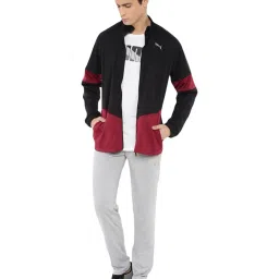 Puma Black & Rhubarb Regular Fit Color Block Sports Jacket image 5