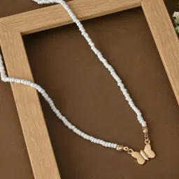 ToniQ White Bead Butterfly Necklace for Women-image-99