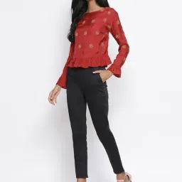 Rooted Black Regular Fit Flat Front Trousers image 4