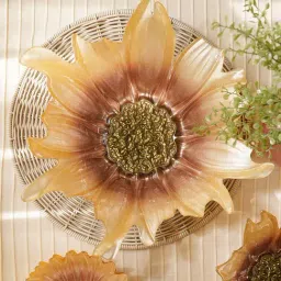 Pure Home and Living Gold & Light Pink Glass Papatya Flower Serving Bowl (Large)-picture-30