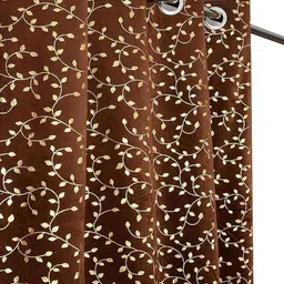 GEET CREATIONS Brown Set of 2 Floral Long Door Curtain image 3
