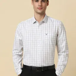 Allen Solly White Cotton Slim Fit Checks Shirt-picture-32