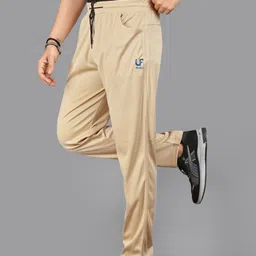 ISUEL FAB Men Cream Lyocell Running Track Pants image 2
