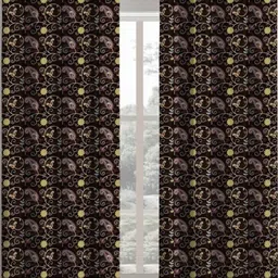 HOMEBREW FURNISHINGS Coffee Brown 2 Pieces Velvet Embroidered Door Curtain-picture-35