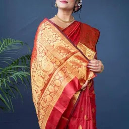 SP TEXTILE CLOTHES Ethnic Motifs Woven Design Saree with Blouse Piece image 3