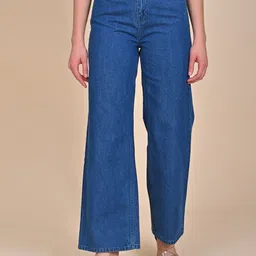 URBAN POCHE Women Cotton Wide Leg High-Rise Mildly Distressed Jeans-image-68