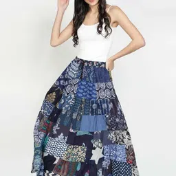 Miss & Chief Women Abstract Printed Flared Maxi Skirt-image-91
