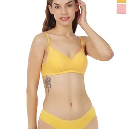 Liigne Pack Of 2 Women Everyday Non Padded Bra Pure Cotton Lingerie Set-picture-14