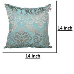 Home Turquoise Blue & Gold-Toned Set of 2 Ethnic Motifs Square Cushion Covers image 2