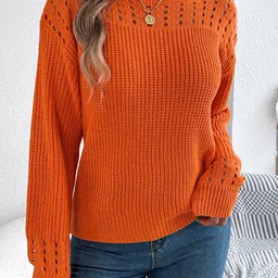 Mast & Harbour Self Design Round Neck Pullover Sweaters-picture-20