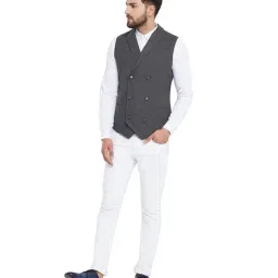 Hypernation Dark Grey Sleeveless Slim Fit Waistcoat image 5