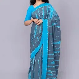 KIAARON Tie and Dye Pure Cotton Block Print Saree-picture-20