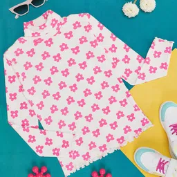 Pantaloons Junior Full Sleeves Floral Printed Top - Off White-picture-28