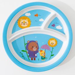 fab n funky Three Sectioned Plate with Bear Print - Blue-picture-25