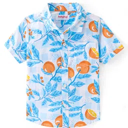 Babyhug Cotton Woven Half Sleeves Shirt with Orange Fruit Print - Multicolor-picture-12