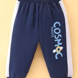 Tango Looper Knit Full Length Lounge Pant with White Stripes & Rocket Graphic - Blue-picture-1