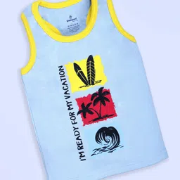 Kiddopanti Cotton Lycra Sleeveless Beach Theme Printed Tank Top - Blue-picture-21