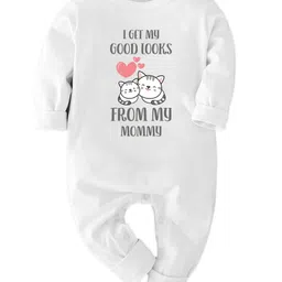 Zeezeezoo 100% Cotton Knit Family Theme Full Sleeves I Got My Good Looks From My Mumma Text Printed Romper - White-picture-17