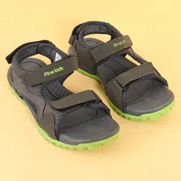Pine Kids Sandals With Velcro Closure - Grey & Green image 2