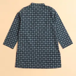 The Magic Wand Cotton Woven Full Sleeves Floral Printed Kurta & Pyjama Set - Blue image 3