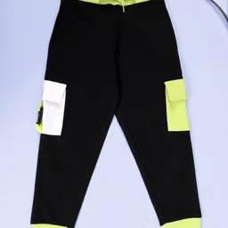 Kiddopanti Fleece Knit Full Sleeves Break Limits Text Printed Hooded Light Winter Sweatshirt & Track Pant Set - Black & Neon Green image 4