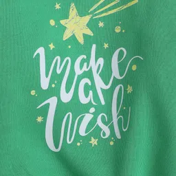 Knitting Doodles Fleece Woven Full Sleeves Make A Wish Text Printed Light Winter Sweatshirt - Green image 5