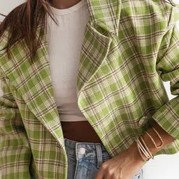 Mast & Harbour Women Checked Spread Collar Front Open Coats image 3