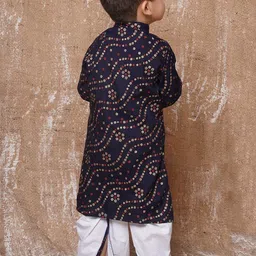 Aj DEZInES Boys Bandhani Printed Band Collar Pure Cotton Kurta With Dhoti Pants image 4
