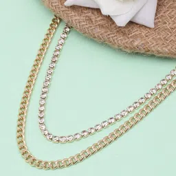 KPOP Gold-Plated Cubic Zirconia Studded Layered Necklace-picture-25