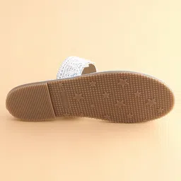 Earthy Touch Premium Slip On Ethnic Wear Mojaris with Lace - Blue image 5